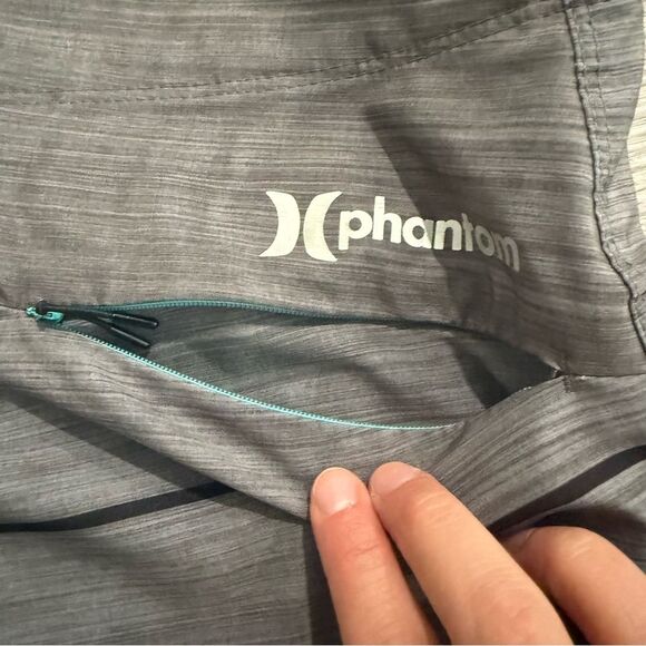 Hurley Grey Stripe Phantom Pinline Boardshorts Swim Board Shorts Size 32 - Picture 8 of 11